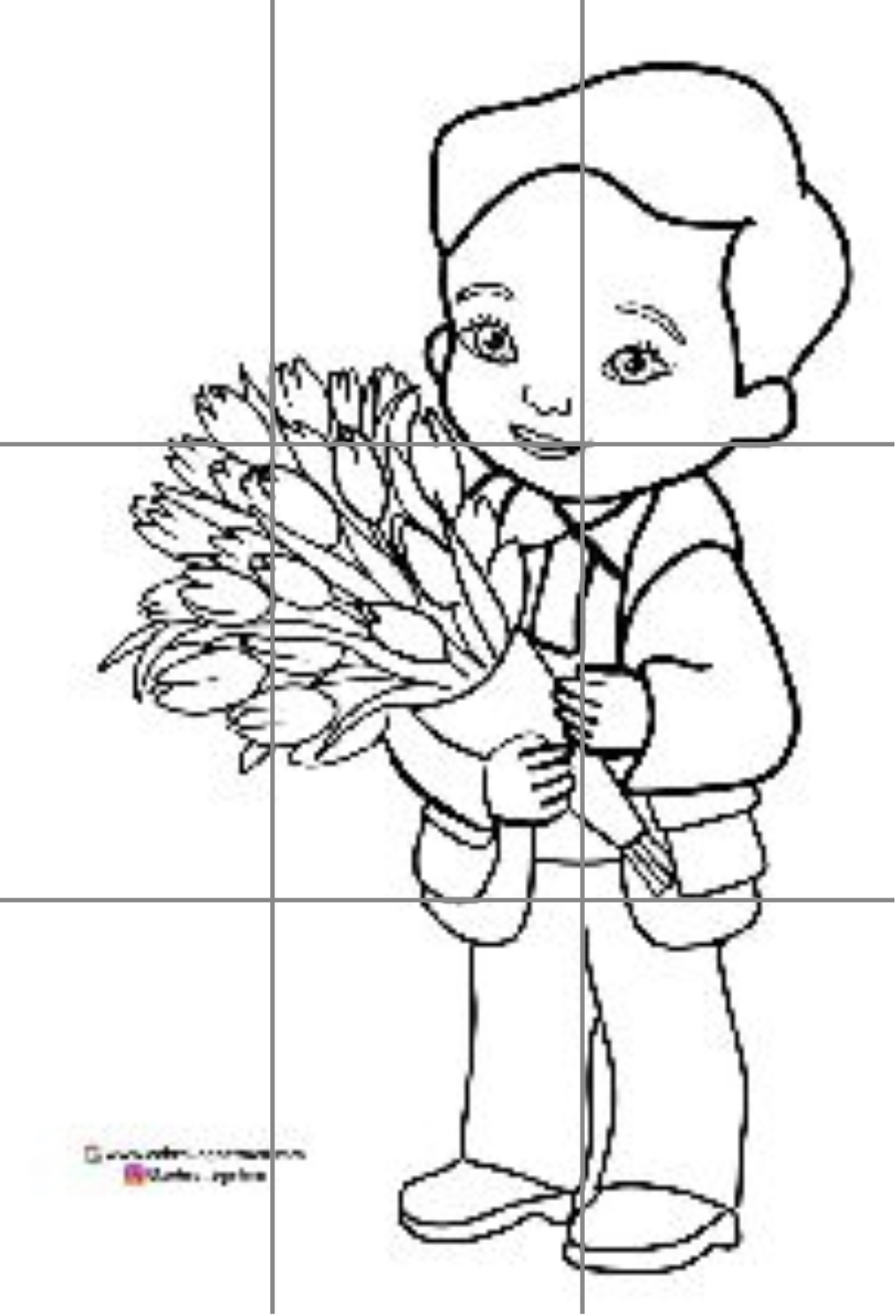 9 A4 Çiçek Tutan Erkek Öğrenci RENKSİZ