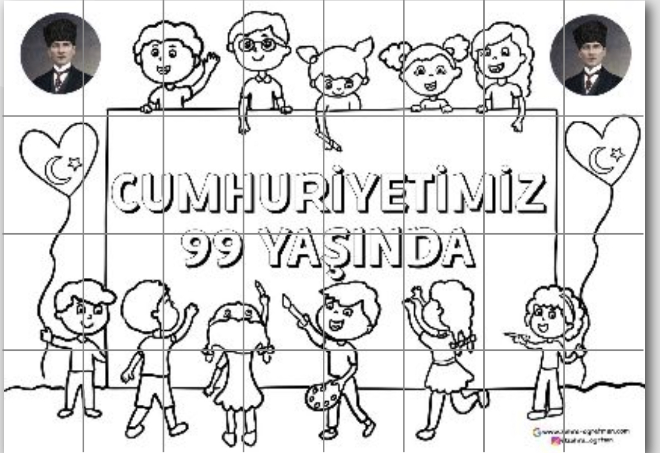 32 A4 RENKSİZ Cumhuriyetimiz 99 Yaşında Grup Boyama Çalışması