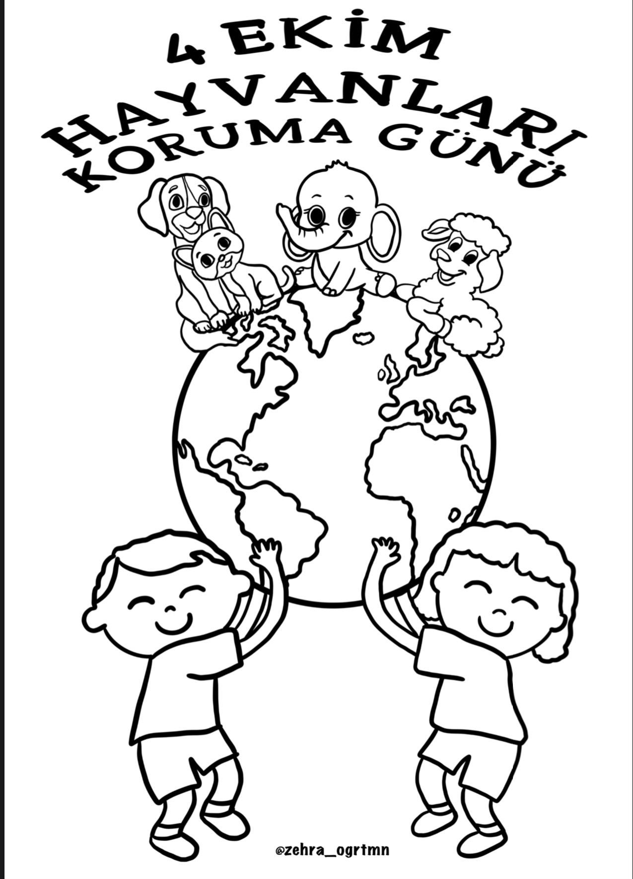 4 Ekim Boyama Sayfaları ( hayvanları koruma günü)