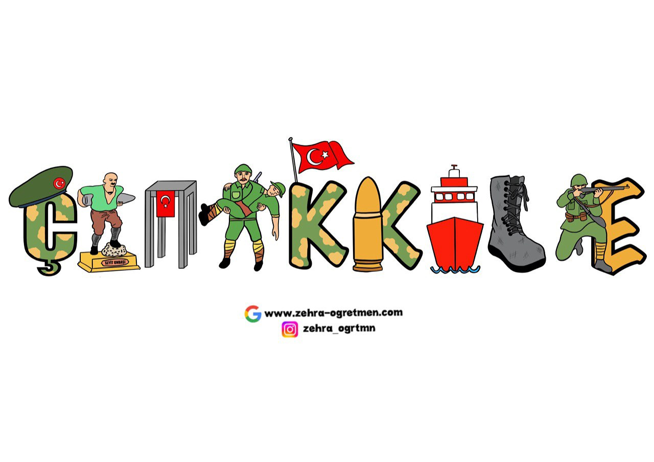 Görsellerle Çanakkale Yazısı RENKLİ