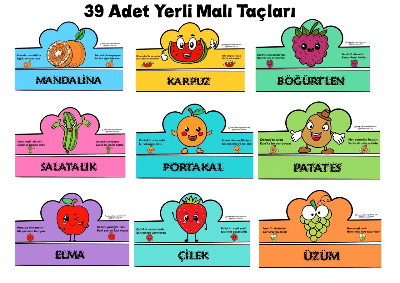 Yerli Malı Taçları KARIŞIK RENKLİ (39 Adet)