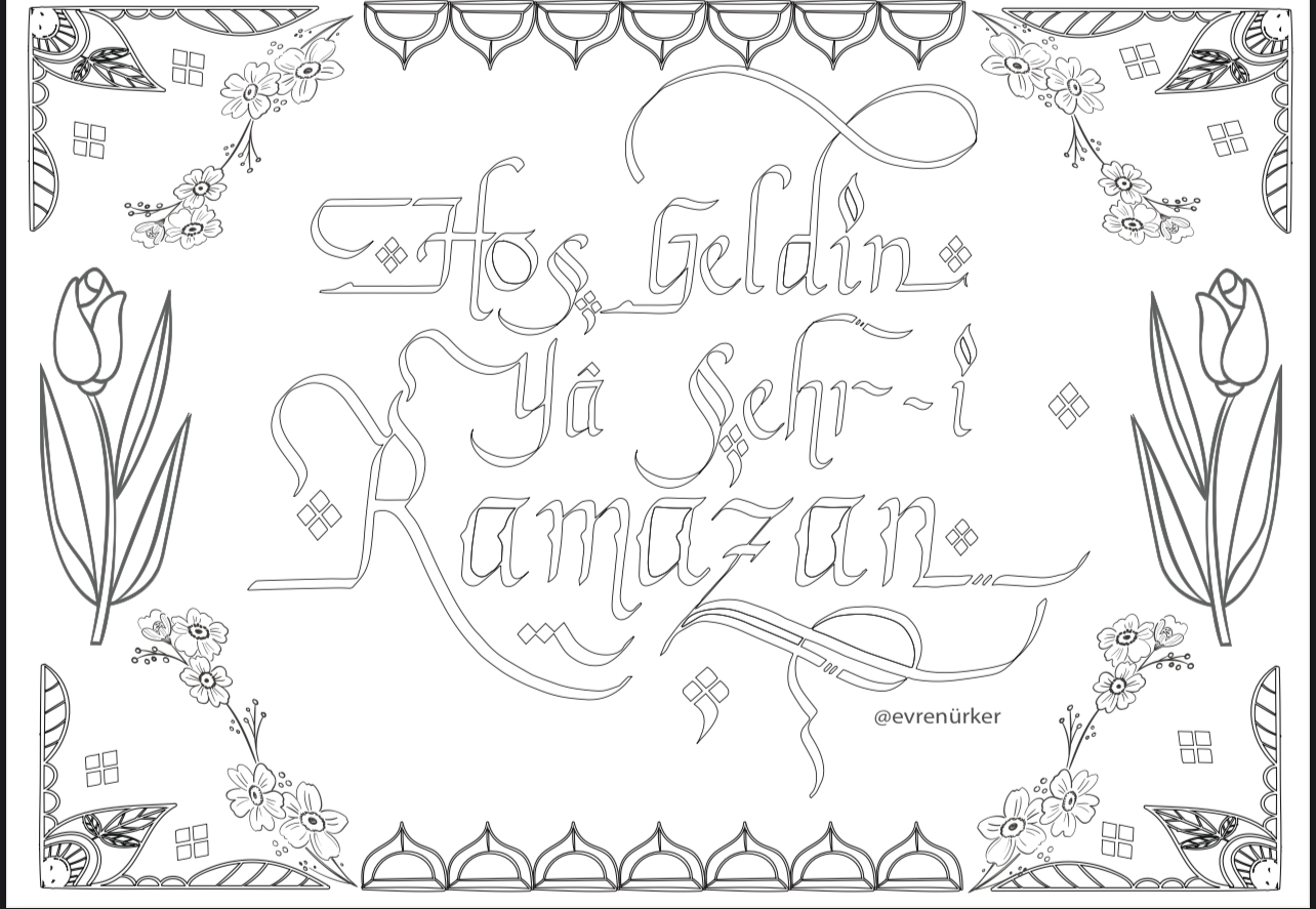 Hoş Geldin Ramazan Yazıları Boyama Sayfaları ( Evren Ürker )