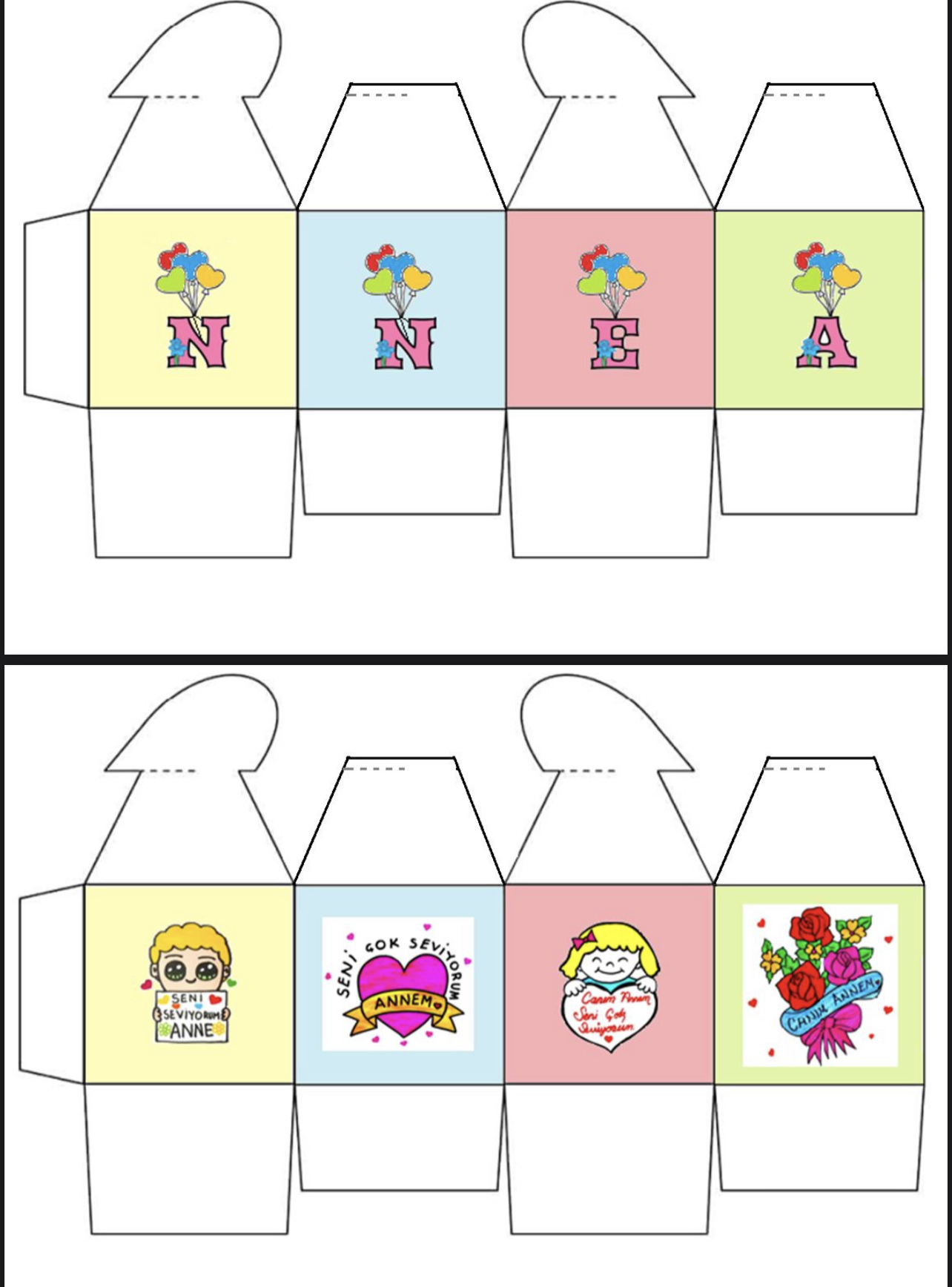 Anneler Günü Kare Kutu ( Şeker veya Hediye Kutusu)