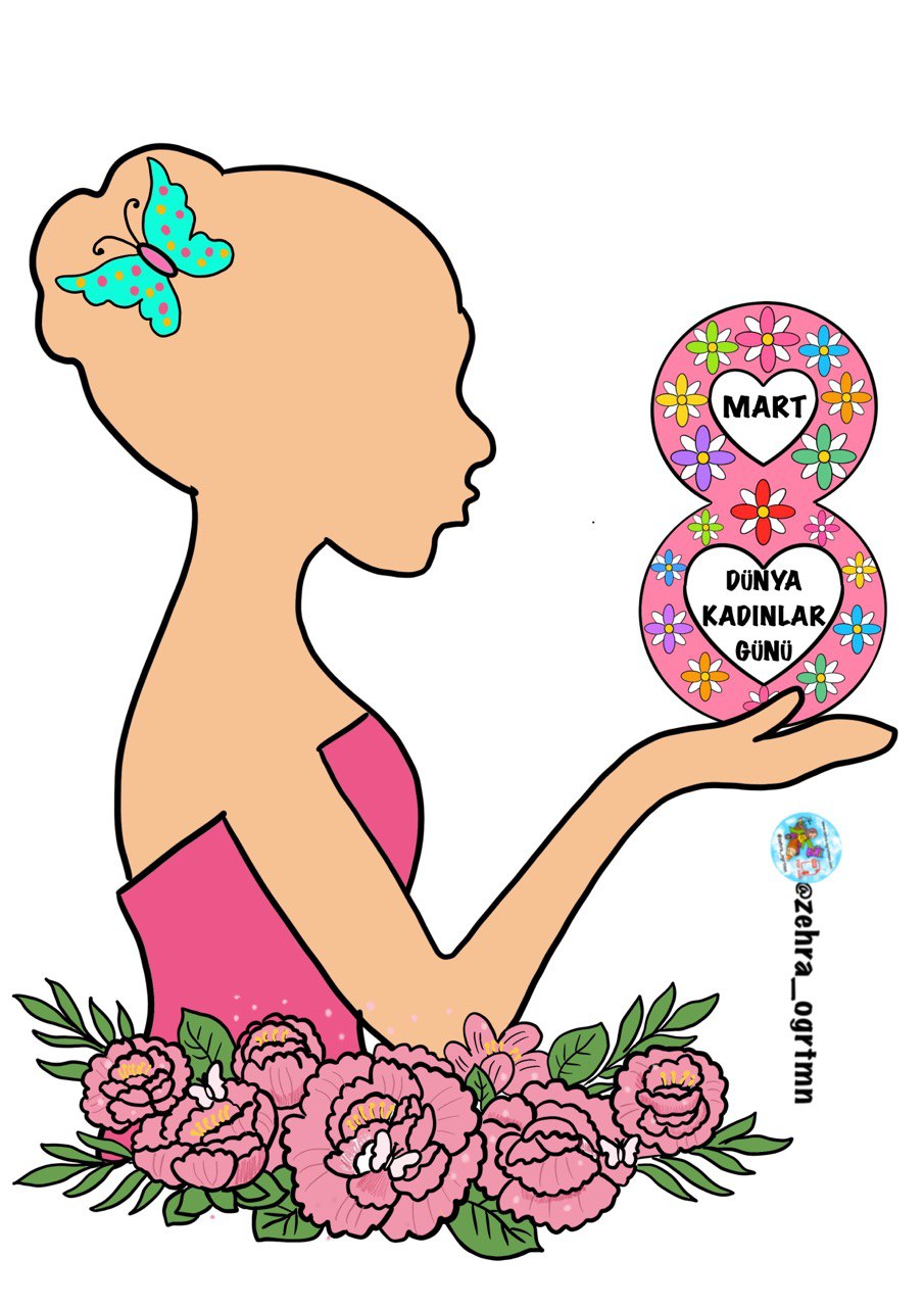 A4 boyutu 8 Mart Pano Görselleri (RENKLİ)