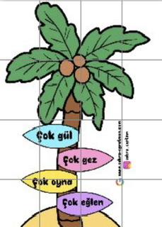 16 A4 Palmiye Ağacı RENKLİ RENKSİZ