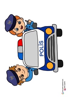 9 A4 Polis Haftası Renkli Renksiz