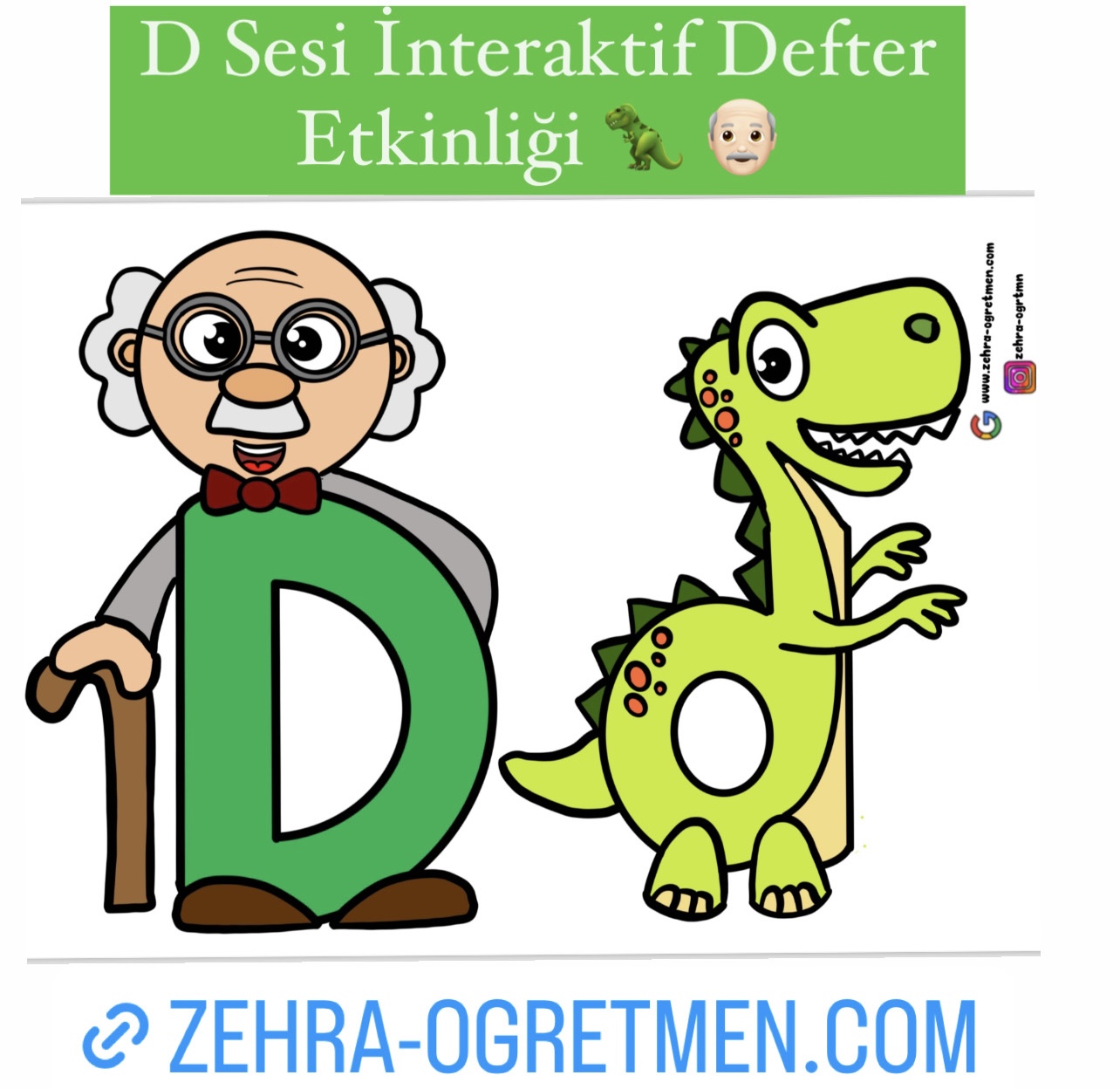 D Sesi İnteraktif Defter Etkinliği Dede ve Dinozor