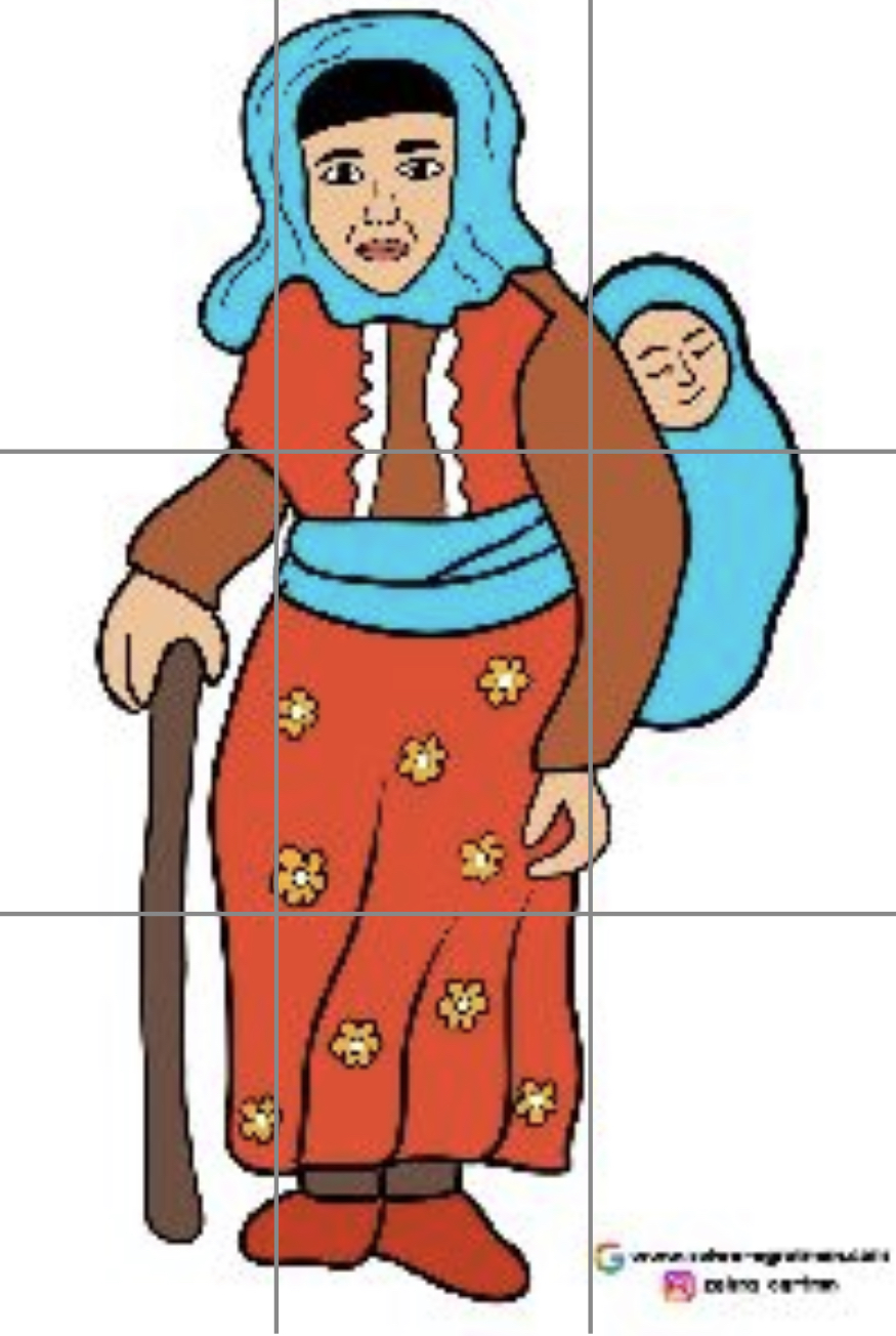 9 A4 Sırtında Bebek Taşıyan Kadın RENKLİ