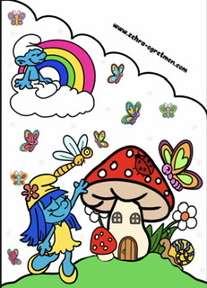 A4 Şirinler Karne Kılıfı Beyaz Arka Plan Ön Kapak