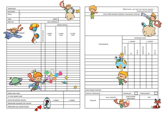 KÜÇÜK PRENS KARNE BASKI SÜSÜ 2023