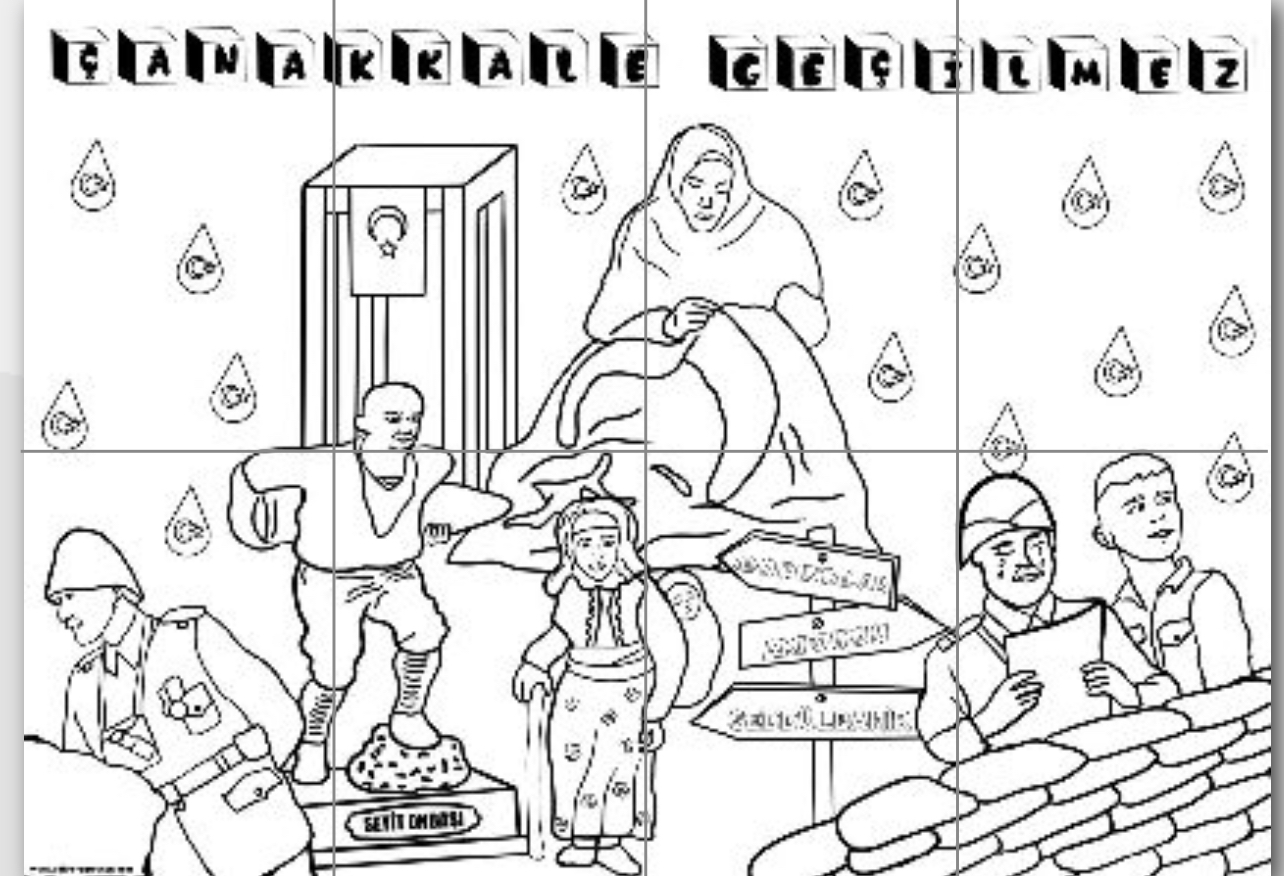 8 A4 Çanakkale Zaferi Panosu Grup Boyama ( Güncel)