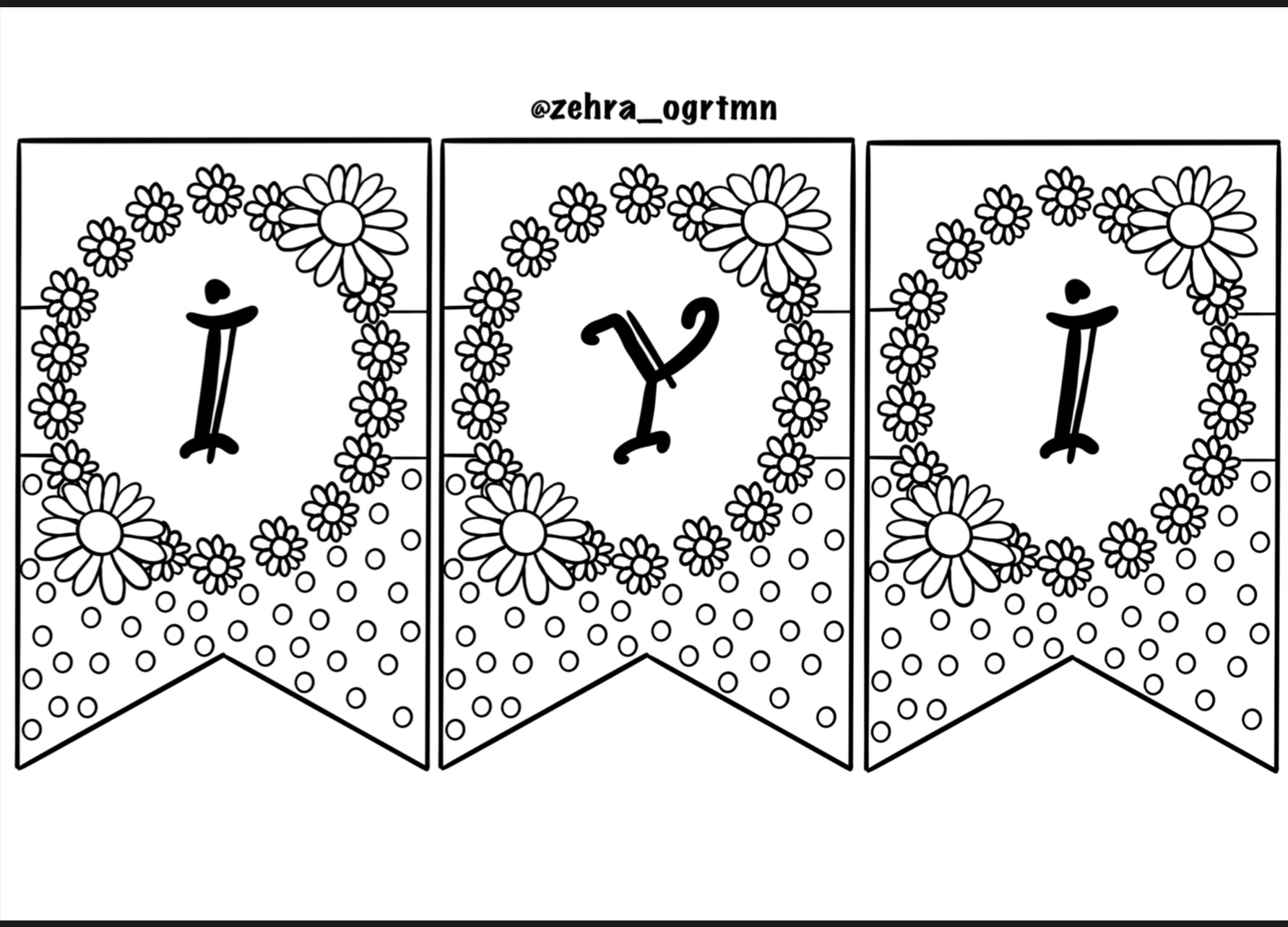 (Renksiz) İyi ki Öğretmenim Flamaları