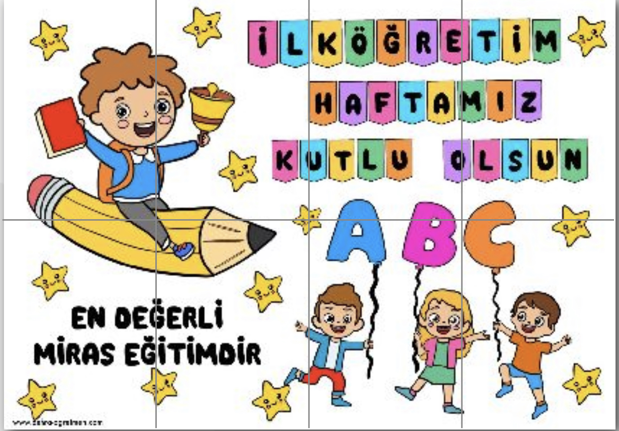 8 A4 İlköğretim Haftası Pano Beyaz Arka Planlı