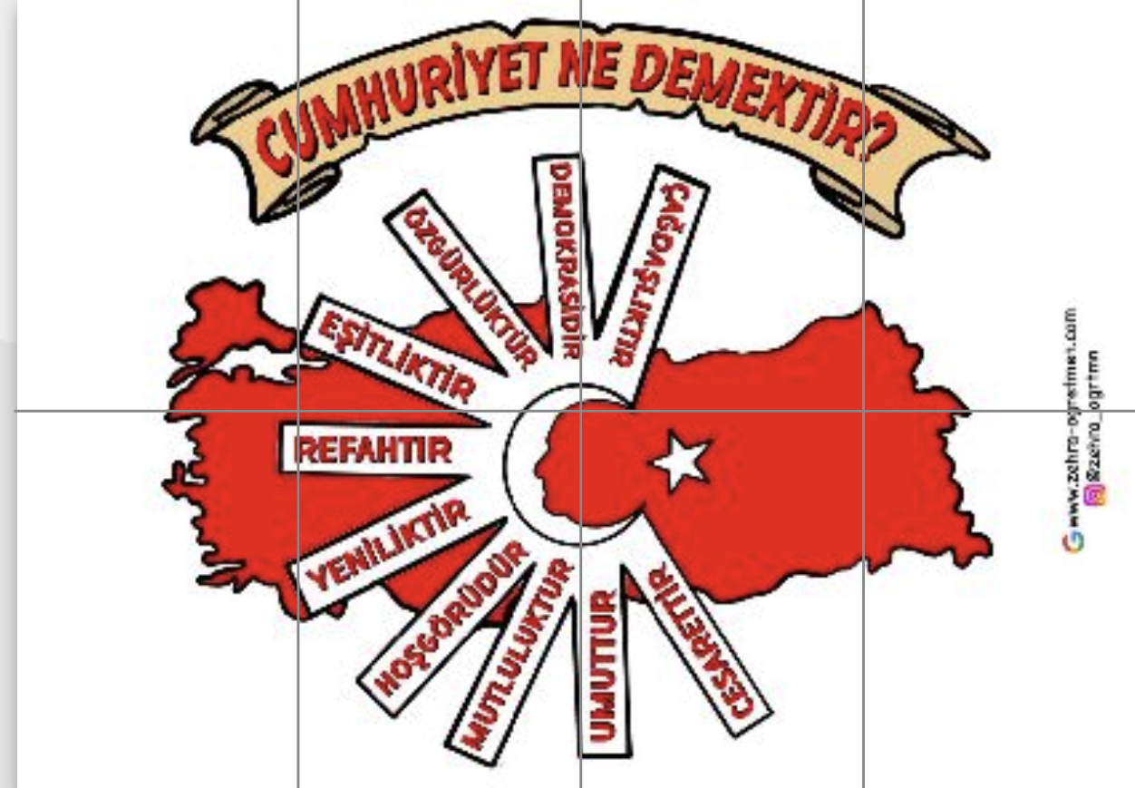 8 A4 CUMHURİYET NE DEMEKTİR RENKLİ (Yazılar Kırmızı)