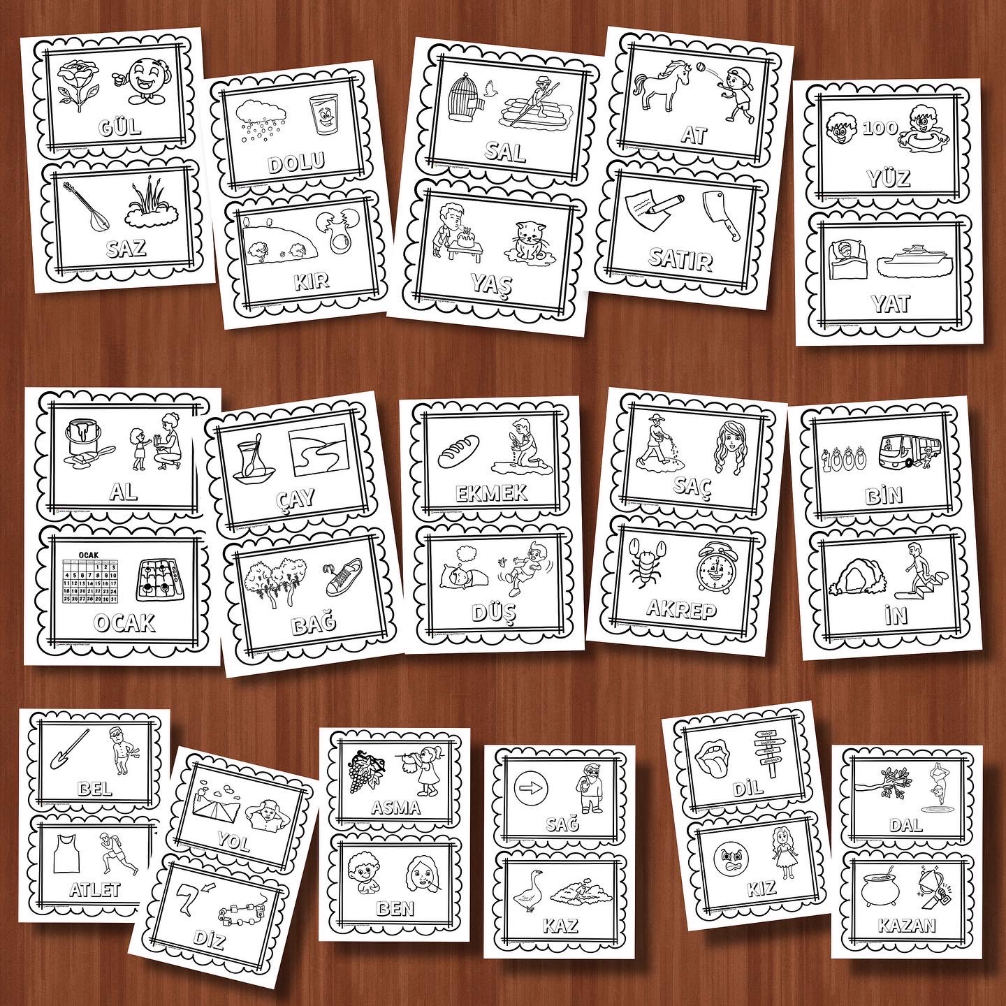 Eş Sesli Kelimeler Pano Görselleri RENKSİZ