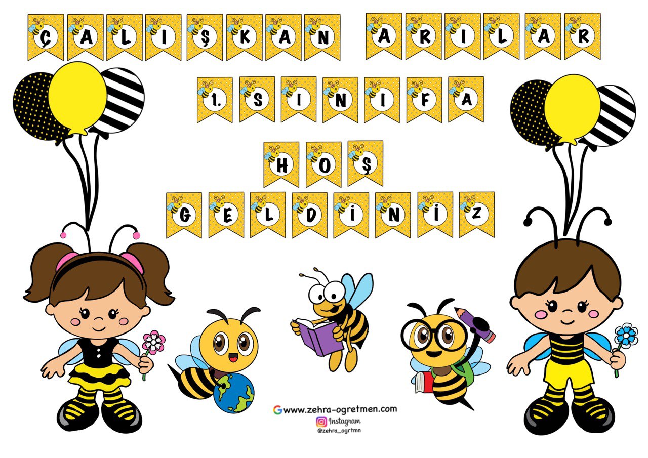 Çalışkan Arılarım 1.2.3.4. Sınıfa Hoş Geldiniz Flaması