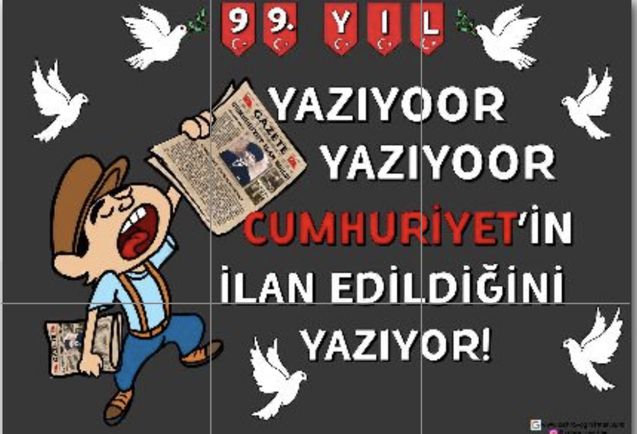 6 A4 RENKLİ Yazıyor Yazıyor Cumhuriyetin İlan Edildiğini Yazıyor