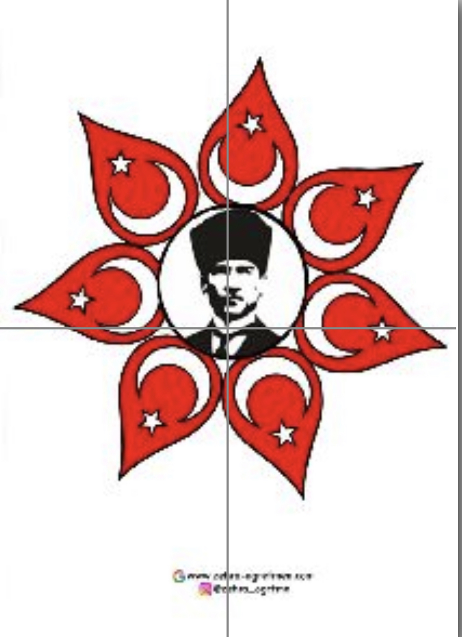 4 A4 Çiçekli Atatürk 2 RENKLİ