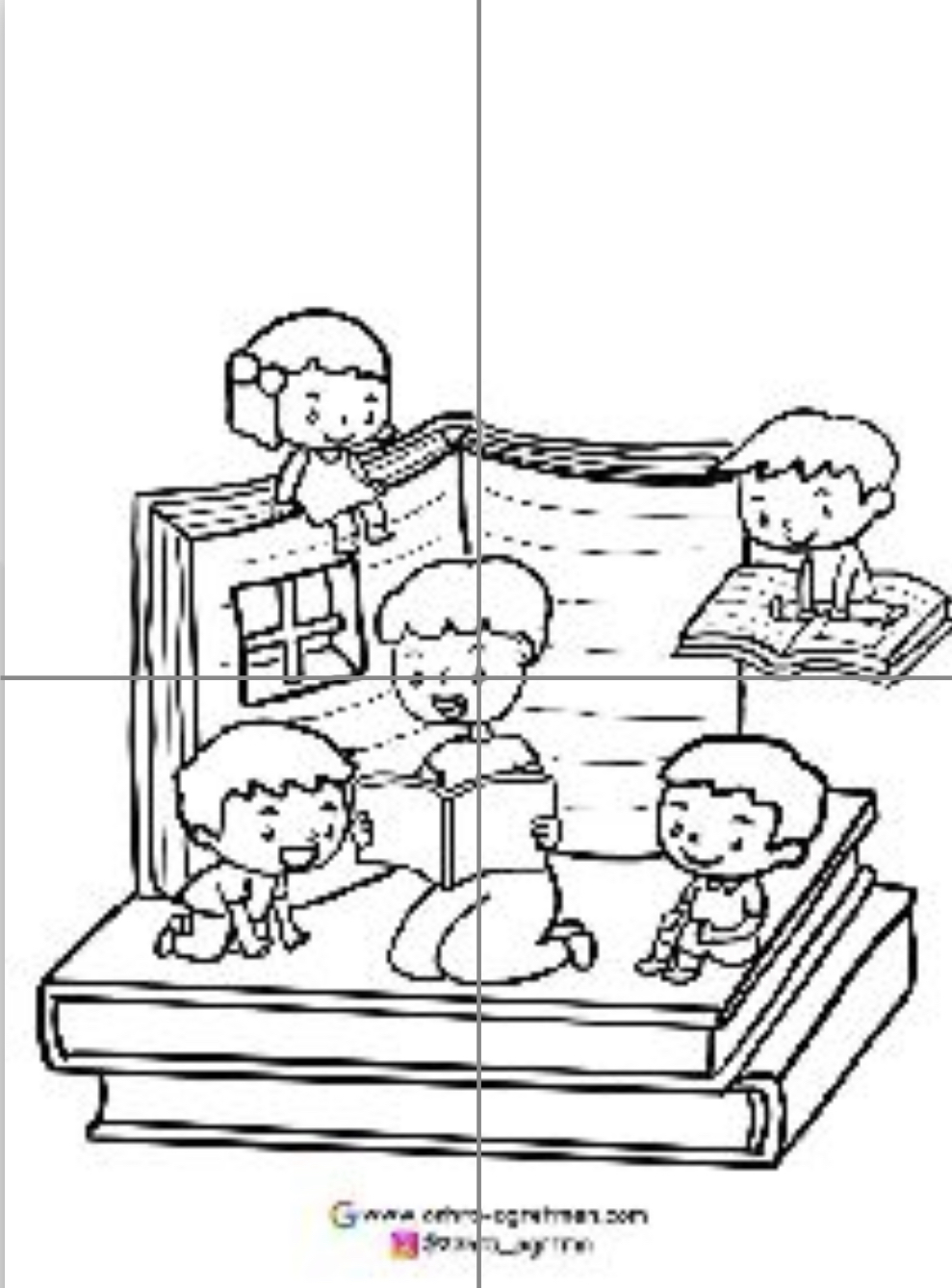 4A4 Çocuklara Kitap Okuyan Kadın Öğretmen RENKSİZ