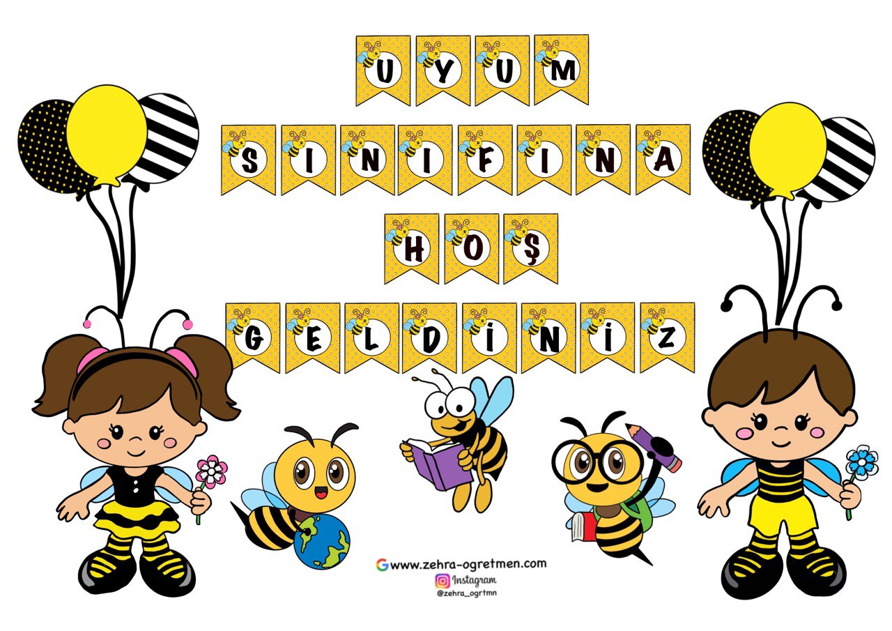 (Piktes )Uyum Sınıfına Hoş Geldiniz Arılı Flama