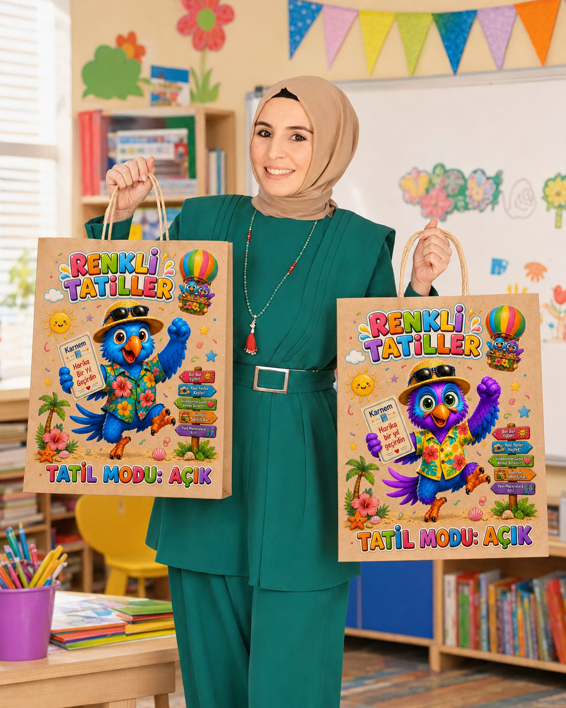 Kraft Çanta Papili Süsleme