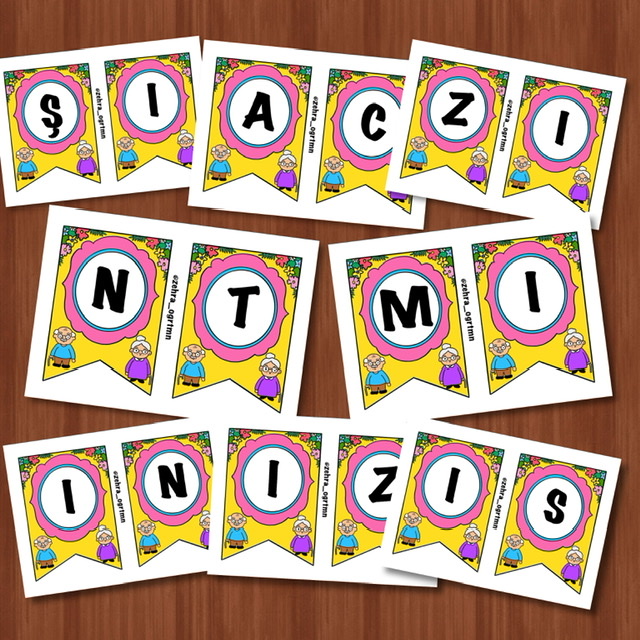 18-24 Mart Yaşlılar Haftası Pano Yazısı Renkli Renksiz