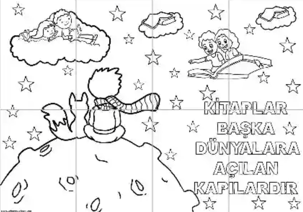 8 A4 Grup Boyama Çalışması Kitaplar Başka Dünyalara Açılan Kapılardır