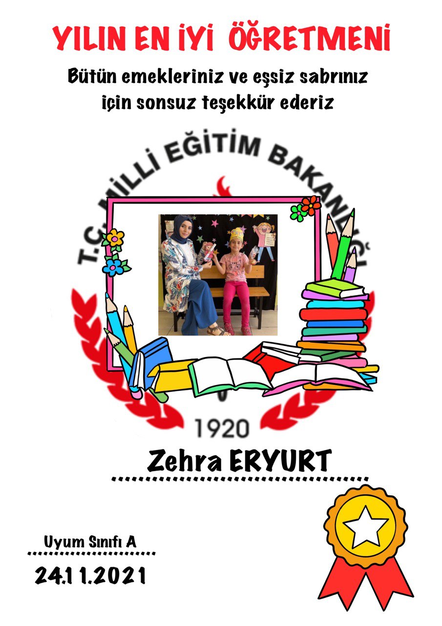 Yılın En İyi Öğretmeni Sertifikası