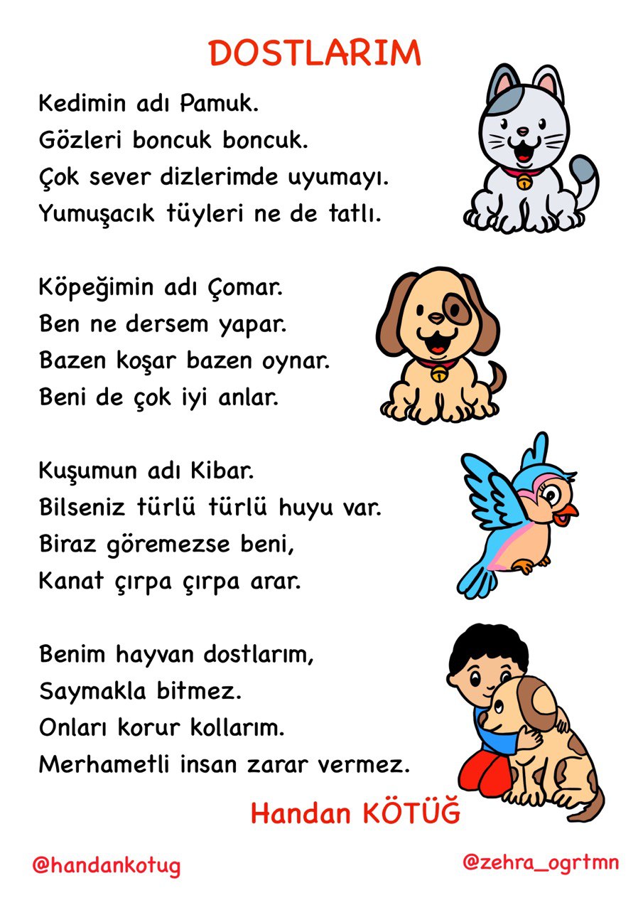 4 Ekim Hayvanları Koruma Günü Dostlarım Şiiri