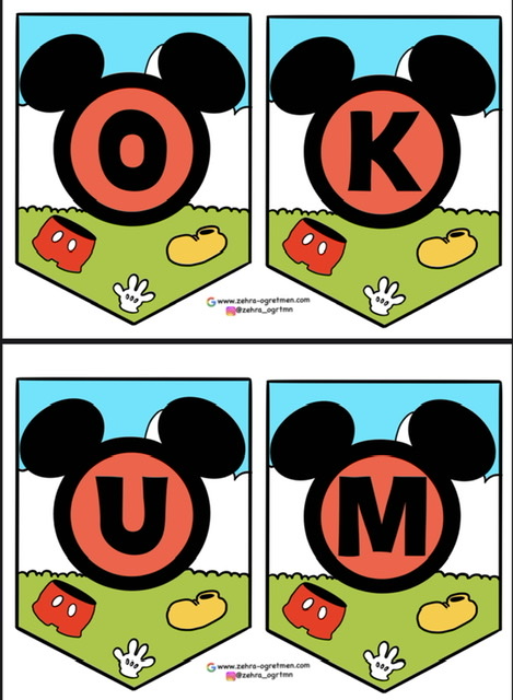 Okuma Bayramı Partisi ( Mickeyli Flama Renkli Renksiz)