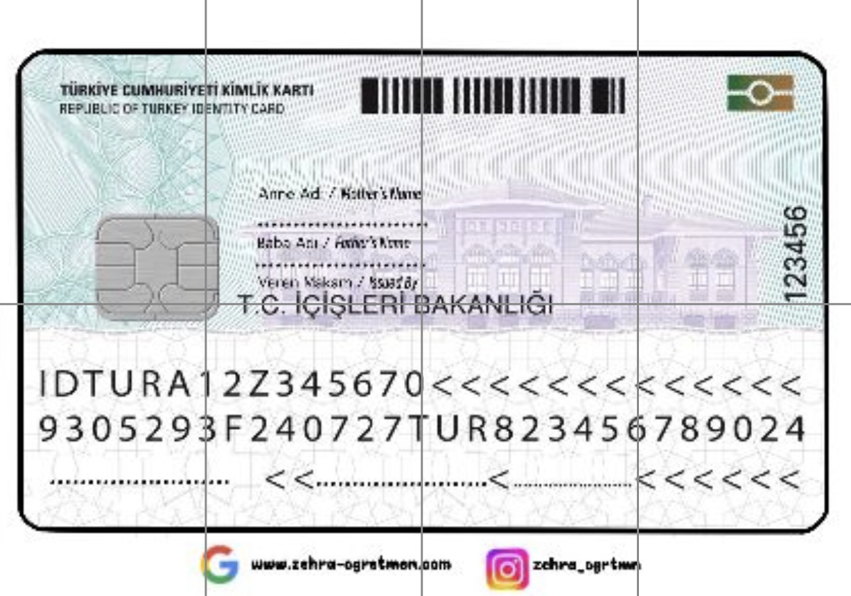 8 A4 Kimlik Kartı Arka Yüz