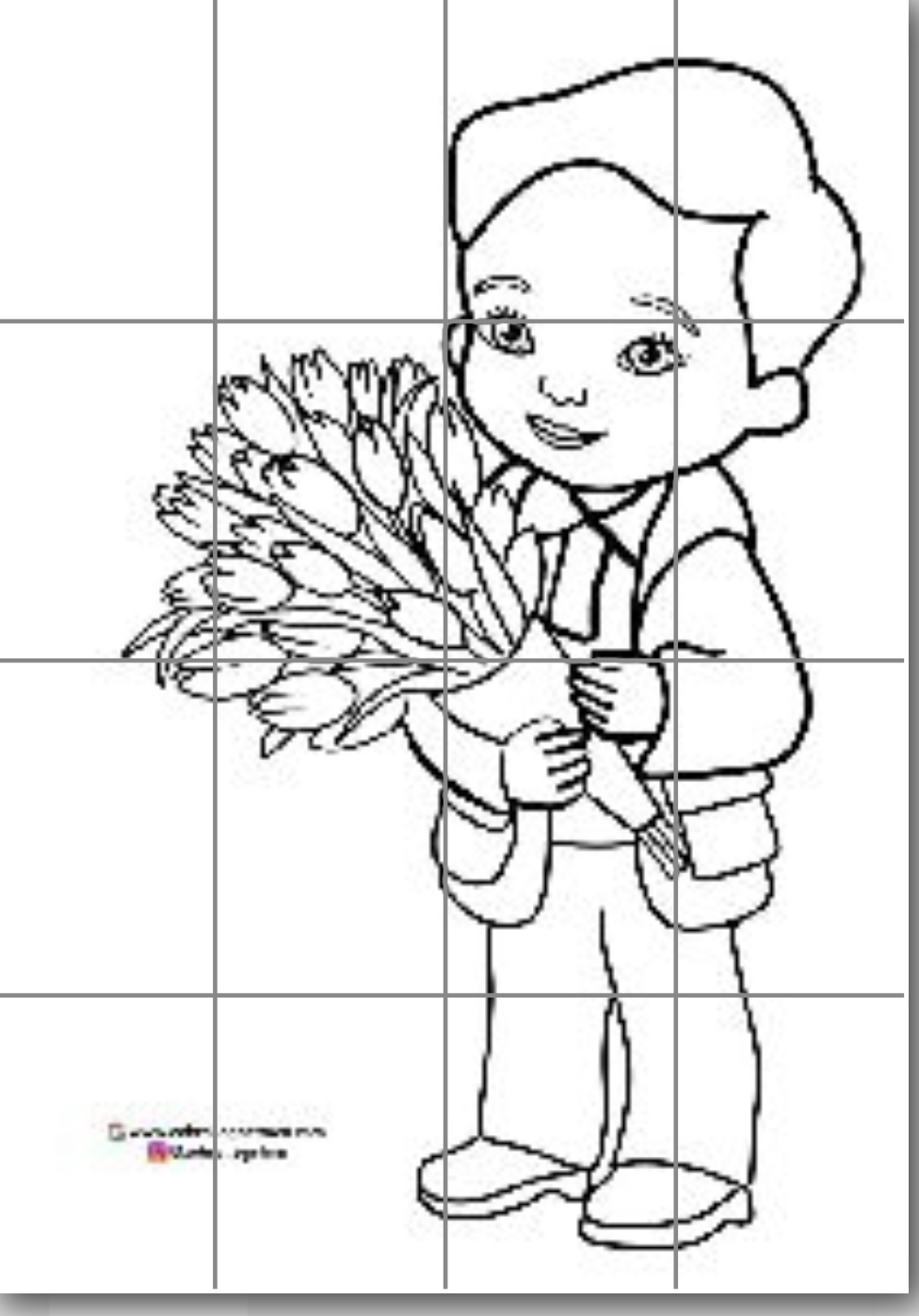 16 A4 Çiçek Tutan Erkek Öğrenci RENKSİZ