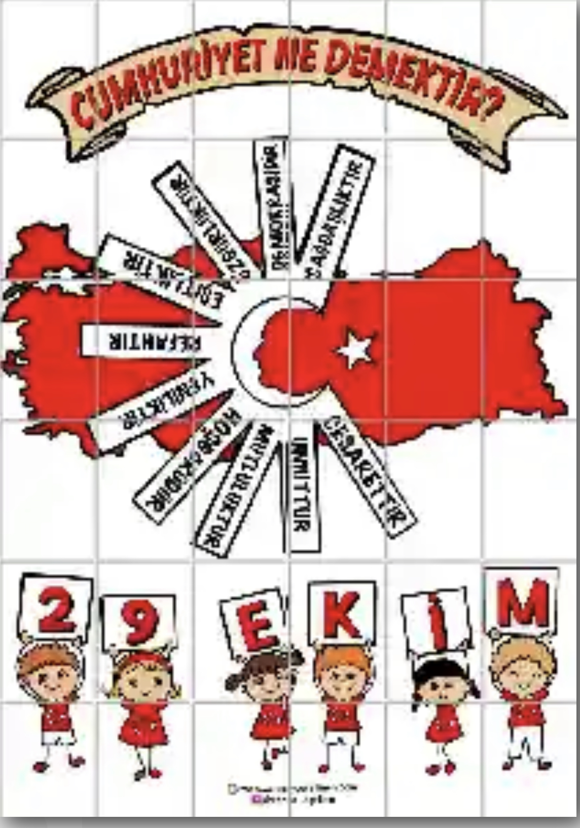 36 A4 RENKLİ Cumhuriyet Ne Demektir Panosu