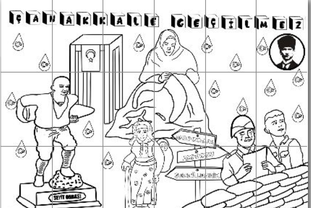 18 A4 GRUP BOYAMA ÇALIŞMASI ÇANAKKALE GEÇİLMEZ RENKSİZ