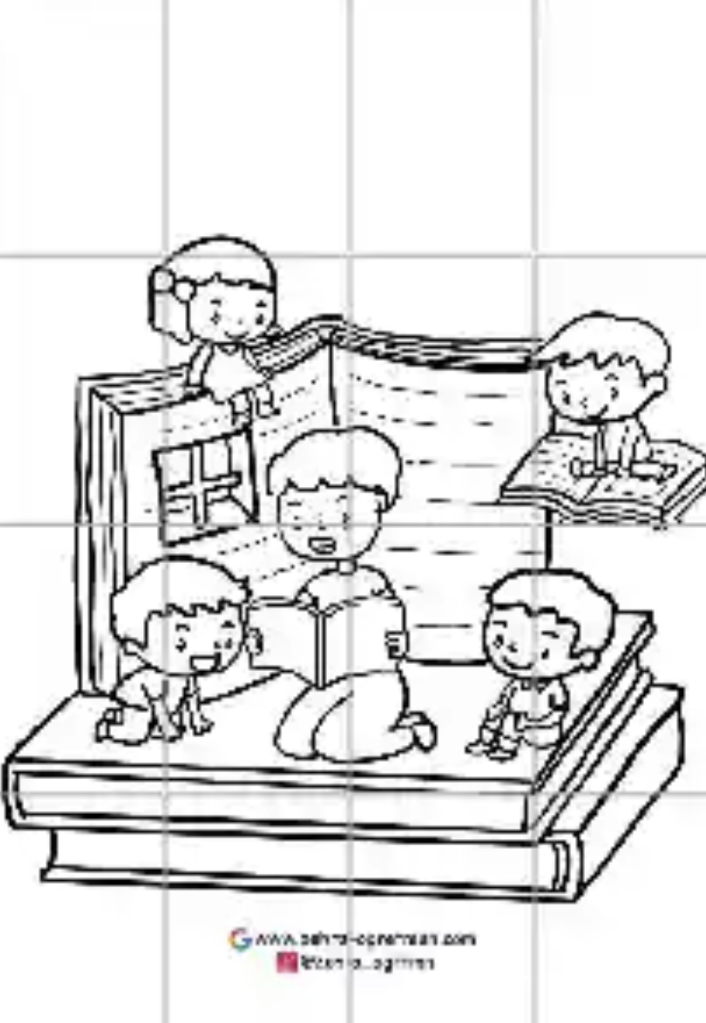 16 A4 Çocuklara Kitap Okuyan Erkek Öğretmen RENKSİZ