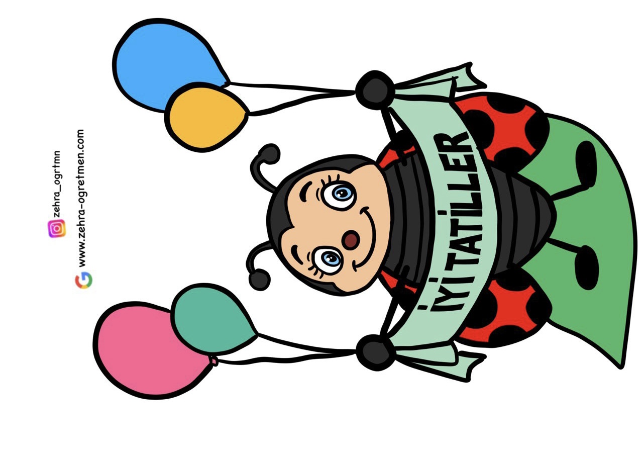 2 A4 Uğur Böceği İyi Tatiller Yazılı ( RENKLİ RENKSİZ)