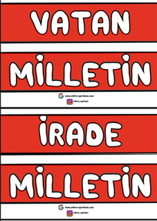 Vatan Milletin İrade Milletin Pano Yazısı RENKLİ RENKSİZ