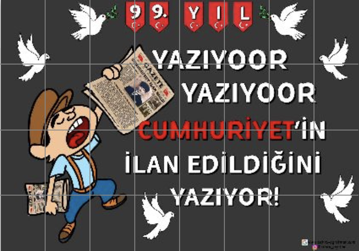 32 A4 RENKLİ Yazıyor Yazıyor Cumhuriyetin İlan Edildiğini Yazıyor
