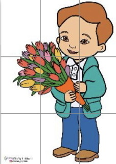 9 A4 Çiçek Tutan Erkek Öğrenci RENKLİ