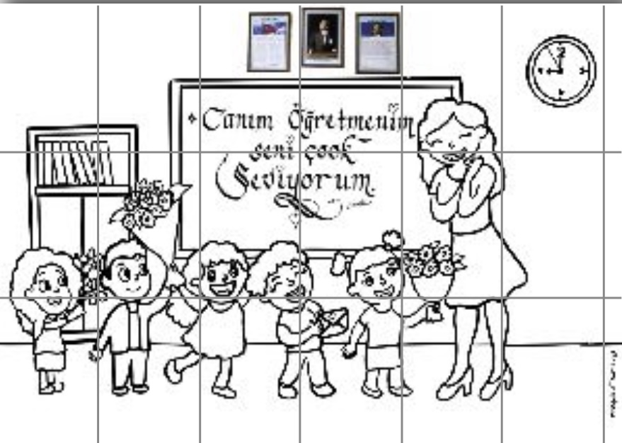 (21 a4) Bayan Öğretmen Öğretmenler Günü Boyama Çalışması