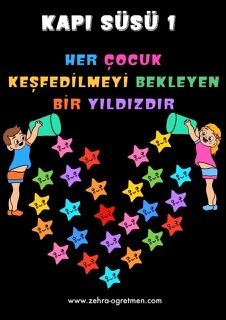 Kapı Süsü 1 Görselleri RENKSİZ ( Çocuklar ve Yıldızlar )