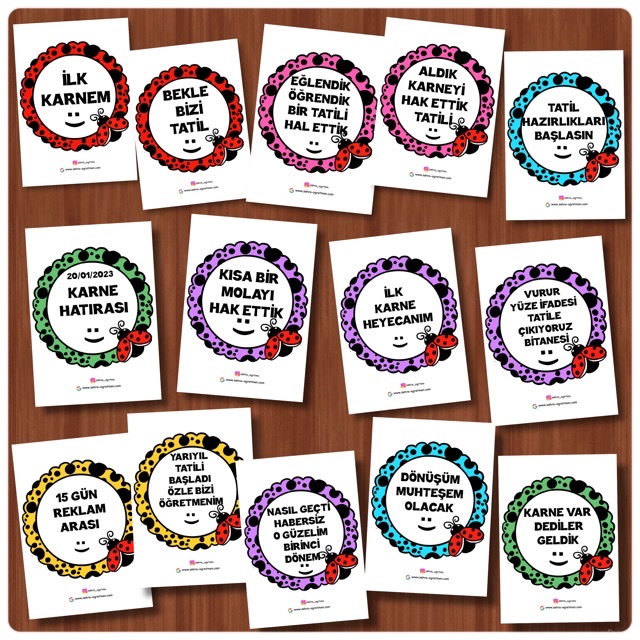 Uğur Böcekli Karne Pankartları Renkli Renksiz