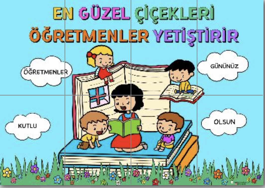 8 A4 ( Kadın Öğretmen Mavi Arka Planlı) Pano 3 RENKLİ