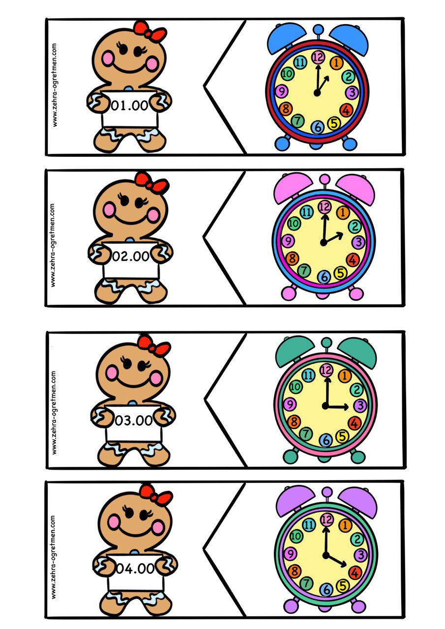 Saatler Puzzle Renkli ( Tam Yarım Çeyrek)