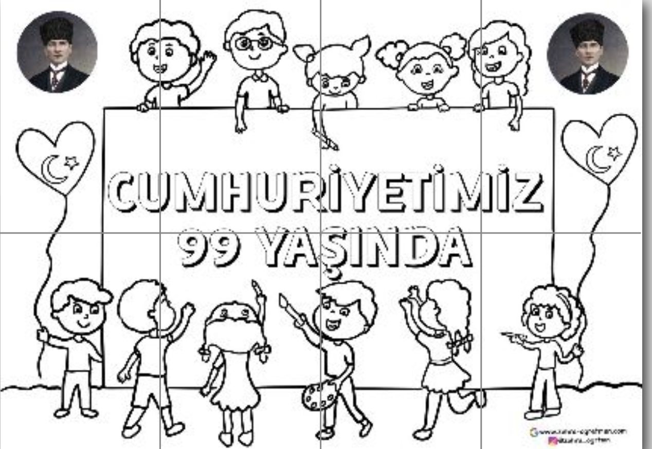 8 A4 RENKSİZ Cumhuriyetimiz 99 Yaşında Grup Boyama Çalışması