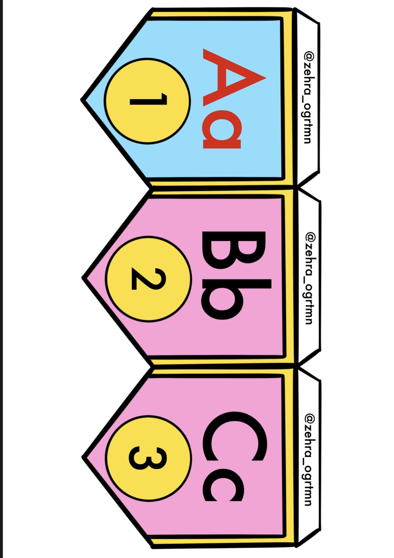 Alfabe Cetveli ( Ünlü Harfler Renkli )