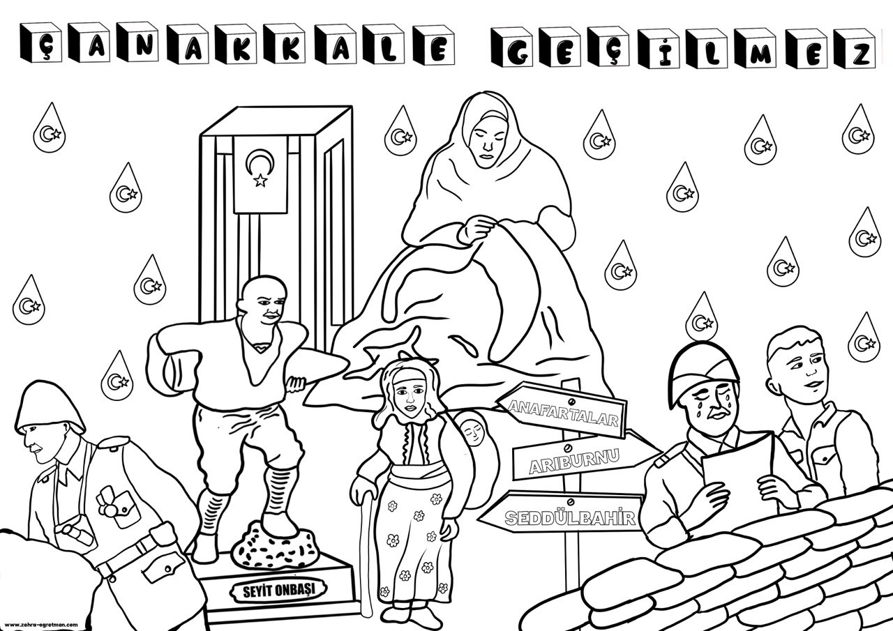 A4 BOYAMA SAYFASI ÇANAKKALE GEÇİLMEZ ( güncel)