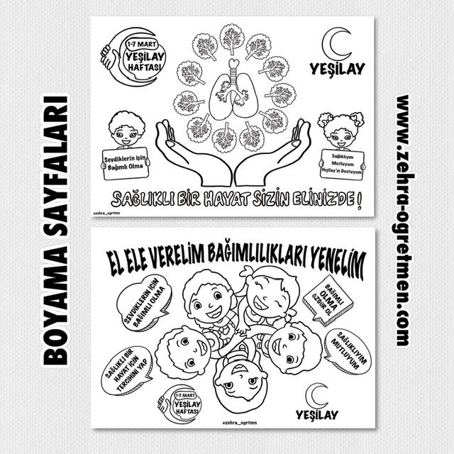 A4 Boyama Sayfaları Yeşilay Haftası