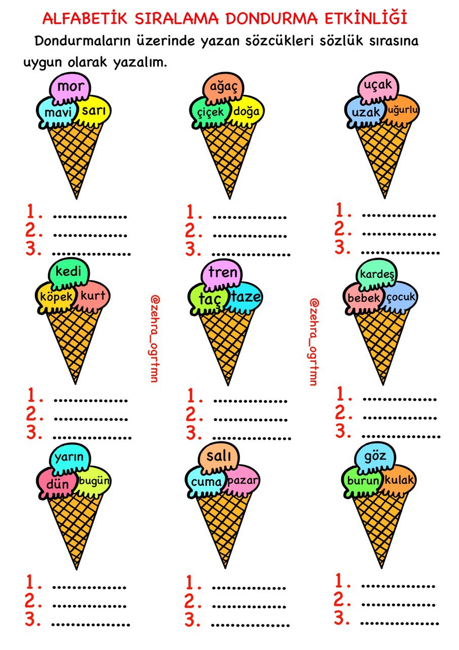 Alfabetik Sıralama Etkinliği