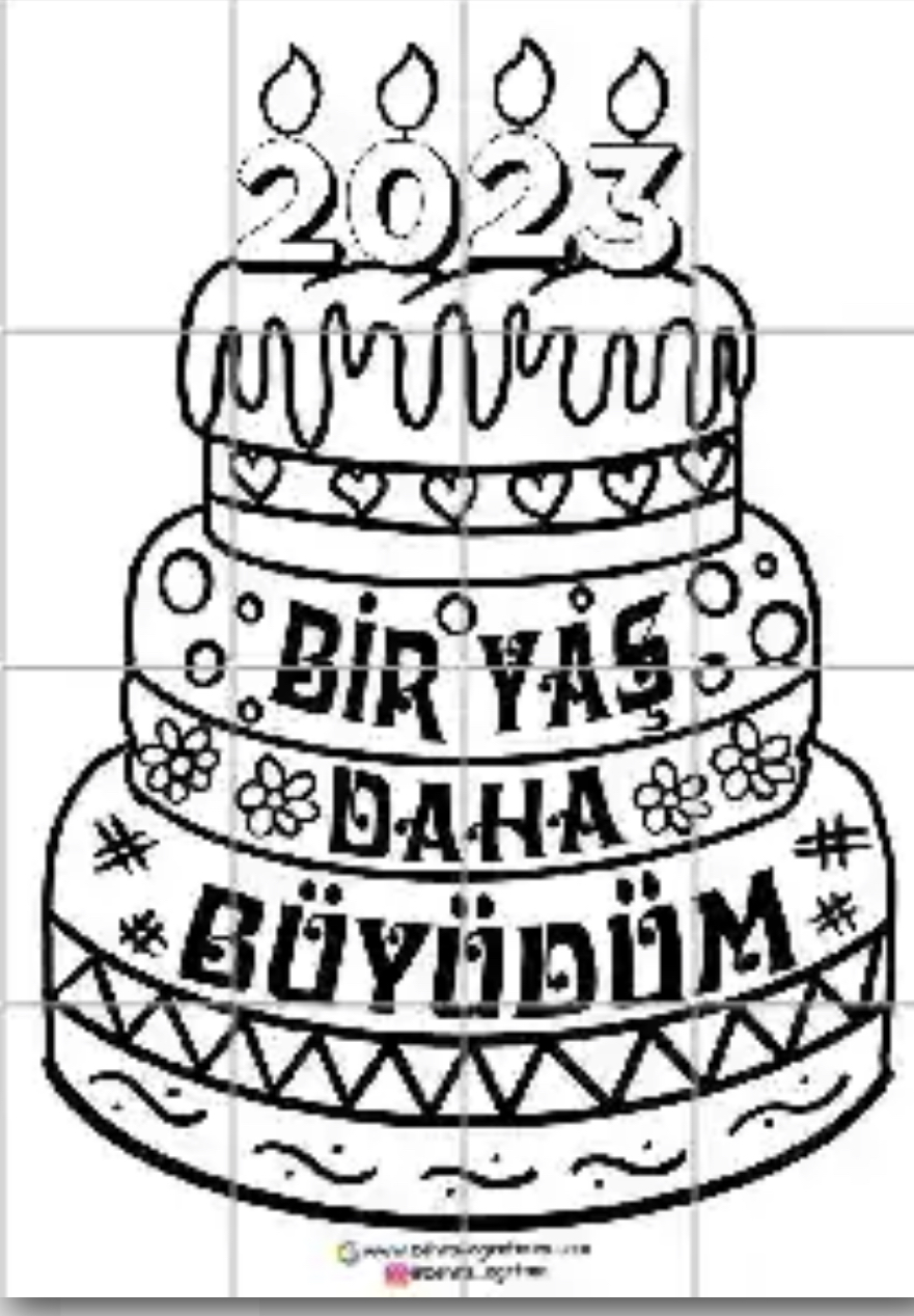 16 A4 Bir Yaş Daha Büyüdüm Pastası RENKSİZ